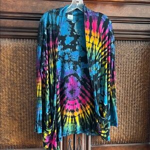 Multicolor Tie-Dye Open-Front Blazer Jacket - Unbranded